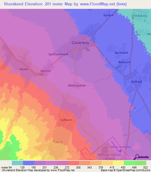 Shurakend,Azerbaijan Elevation Map