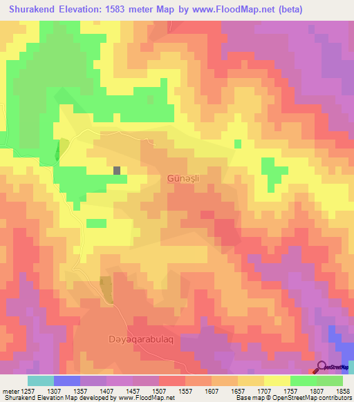 Shurakend,Azerbaijan Elevation Map