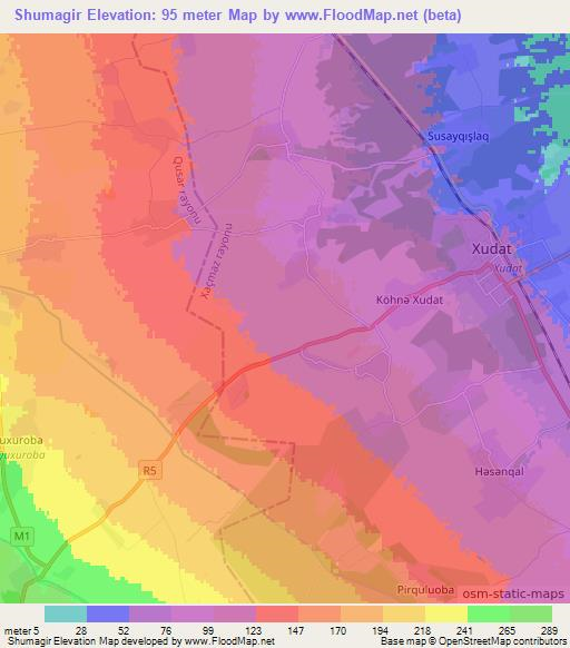 Shumagir,Azerbaijan Elevation Map