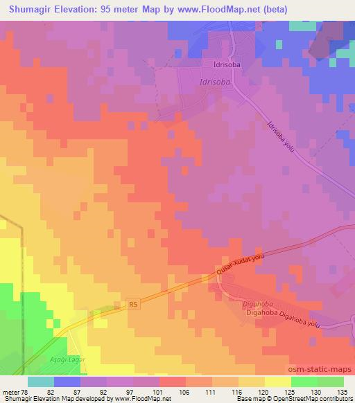 Shumagir,Azerbaijan Elevation Map