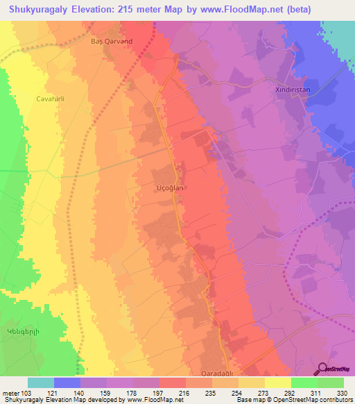 Shukyuragaly,Azerbaijan Elevation Map