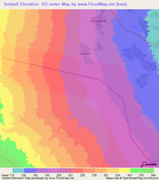 Sotlanli,Azerbaijan Elevation Map