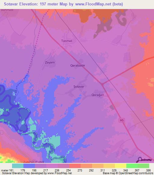 Sotavar,Azerbaijan Elevation Map