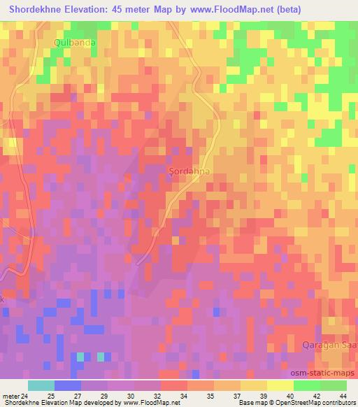 Shordekhne,Azerbaijan Elevation Map