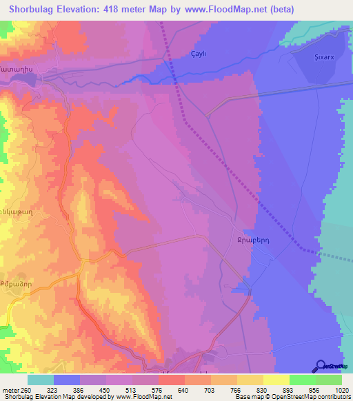 Shorbulag,Azerbaijan Elevation Map