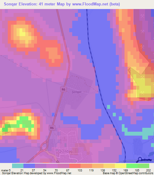 Sonqar,Azerbaijan Elevation Map