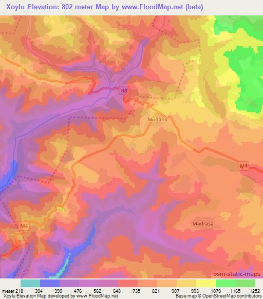 Xoylu,Azerbaijan Elevation Map