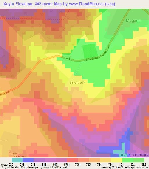 Xoylu,Azerbaijan Elevation Map