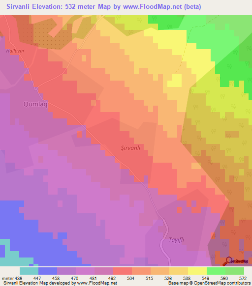 Sirvanli,Azerbaijan Elevation Map