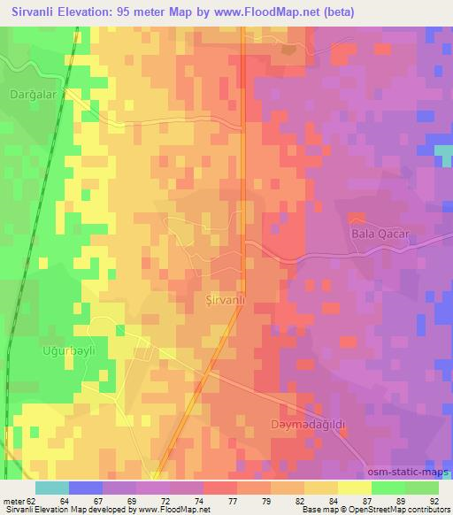 Sirvanli,Azerbaijan Elevation Map