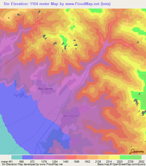 Sin,Azerbaijan Elevation Map