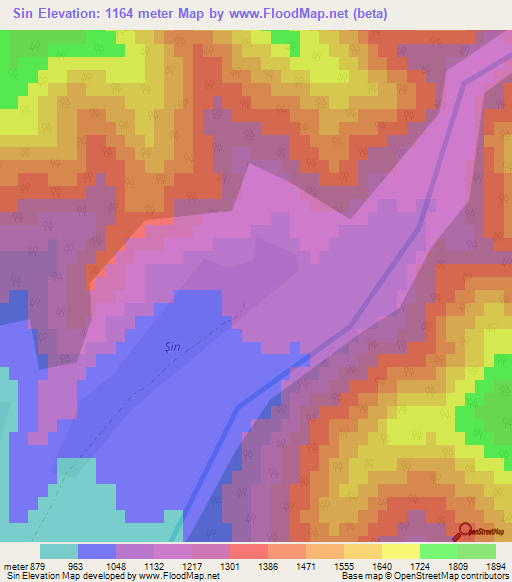 Sin,Azerbaijan Elevation Map
