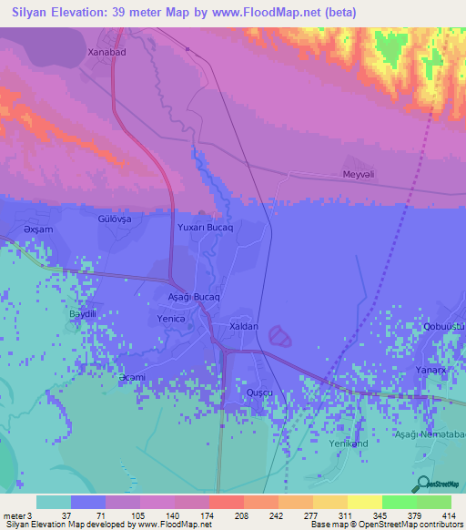 Silyan,Azerbaijan Elevation Map