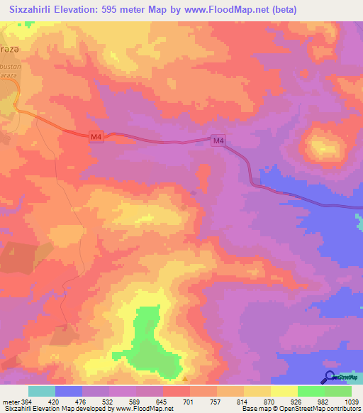 Sixzahirli,Azerbaijan Elevation Map