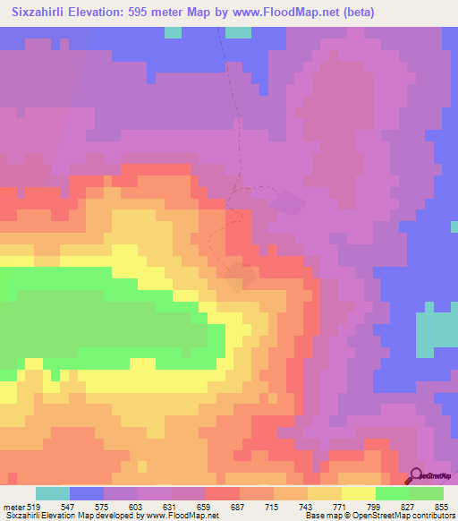 Sixzahirli,Azerbaijan Elevation Map