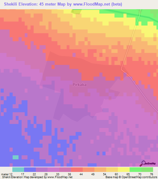Shekili,Azerbaijan Elevation Map