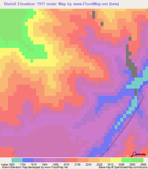 Sheinli,Azerbaijan Elevation Map