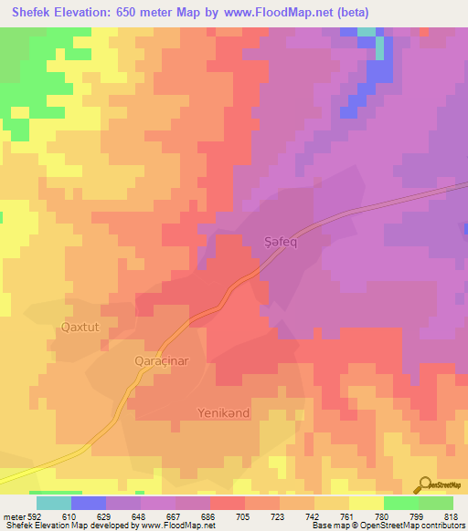 Shefek,Azerbaijan Elevation Map