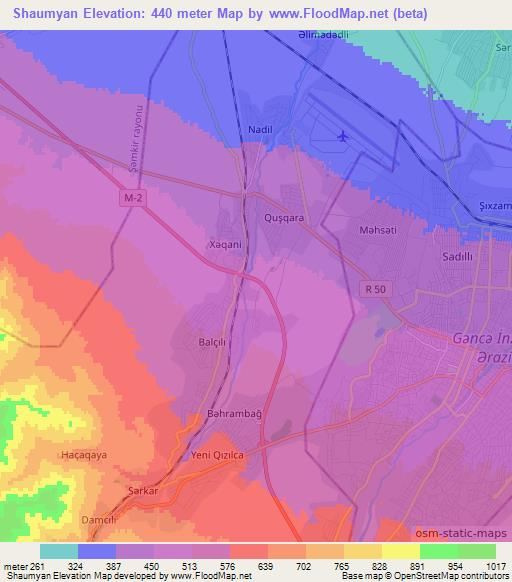 Shaumyan,Azerbaijan Elevation Map