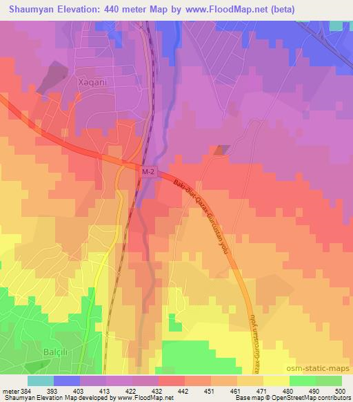 Shaumyan,Azerbaijan Elevation Map