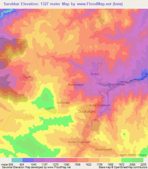 Sarukkar,Azerbaijan Elevation Map