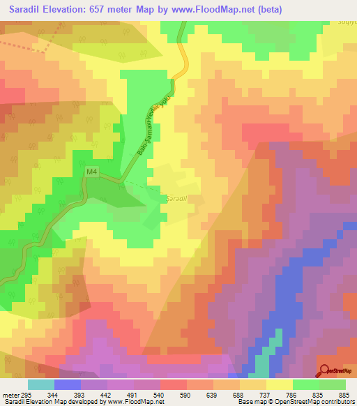 Saradil,Azerbaijan Elevation Map