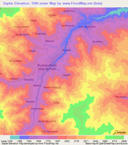 Saplar,Azerbaijan Elevation Map