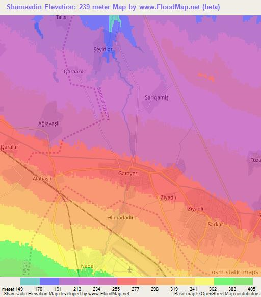 Shamsadin,Azerbaijan Elevation Map