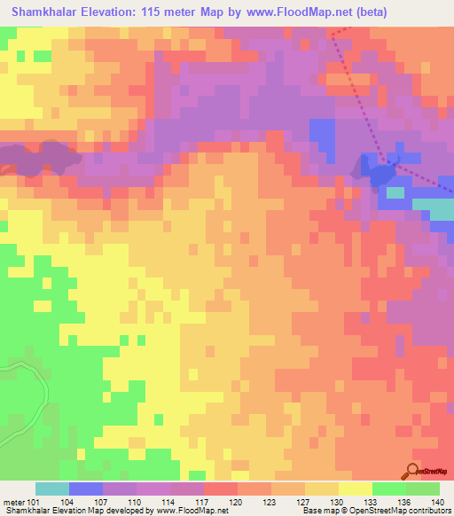 Shamkhalar,Azerbaijan Elevation Map