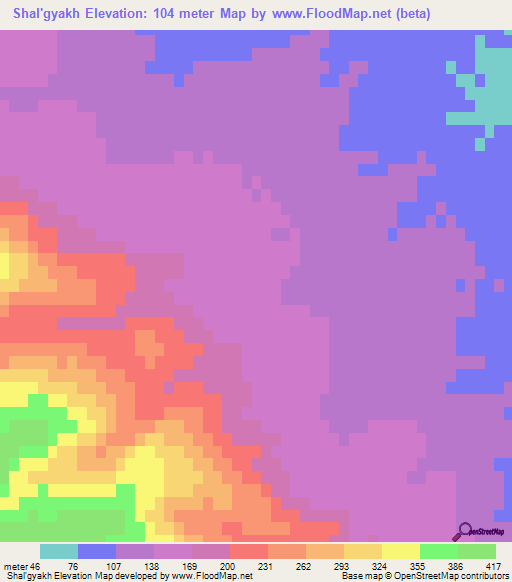 Shal'gyakh,Azerbaijan Elevation Map