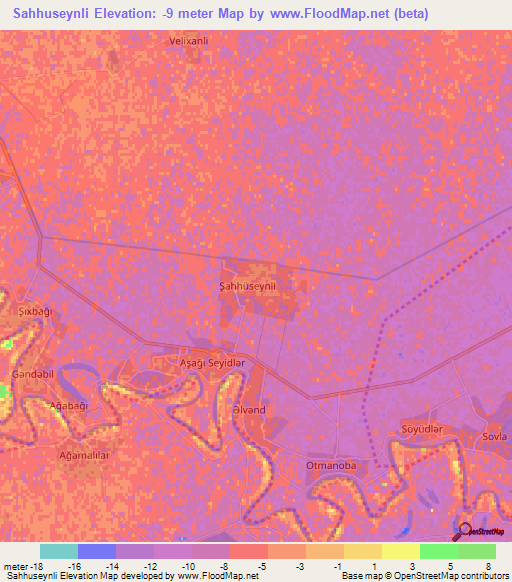 Sahhuseynli,Azerbaijan Elevation Map
