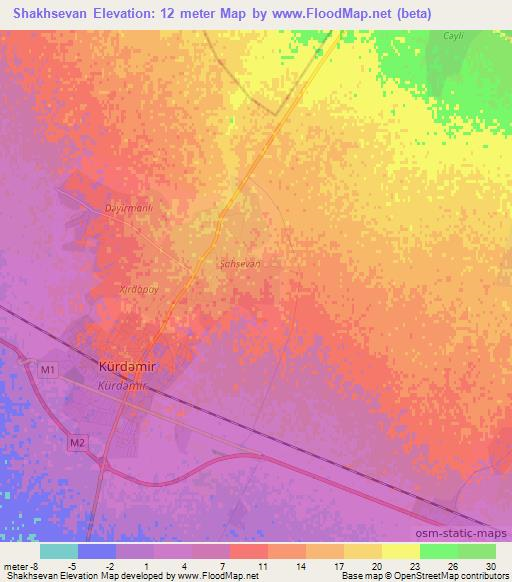 Shakhsevan,Azerbaijan Elevation Map