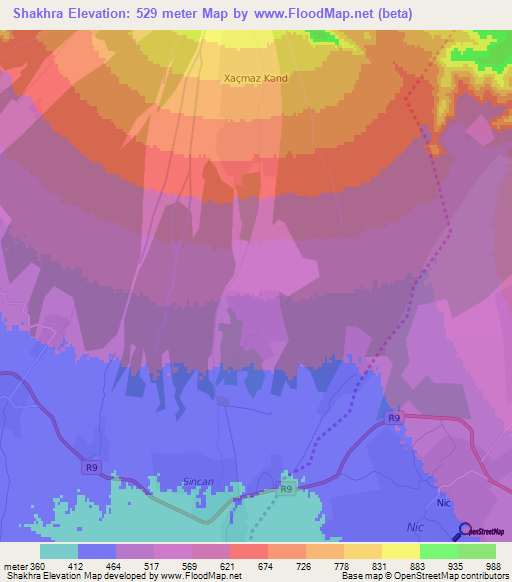 Shakhra,Azerbaijan Elevation Map
