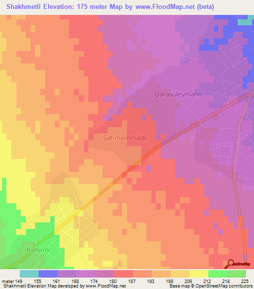 Shakhmetli,Azerbaijan Elevation Map