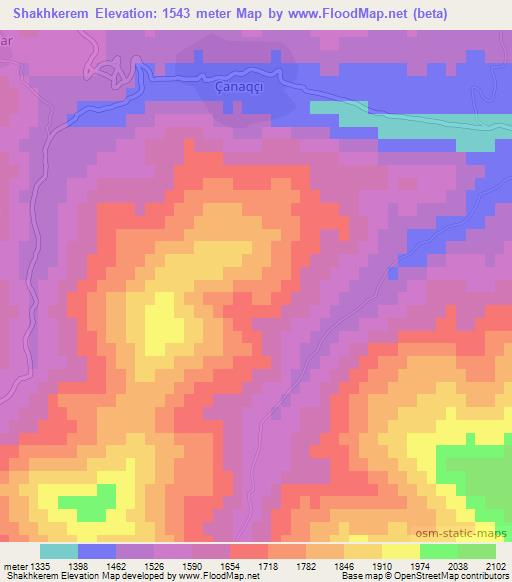 Shakhkerem,Azerbaijan Elevation Map