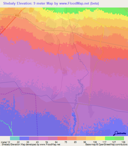 Shebaly,Azerbaijan Elevation Map