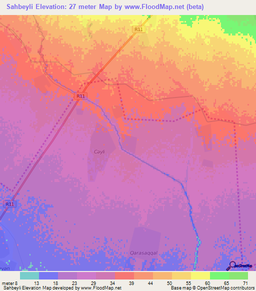 Sahbeyli,Azerbaijan Elevation Map