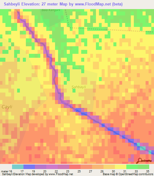 Sahbeyli,Azerbaijan Elevation Map