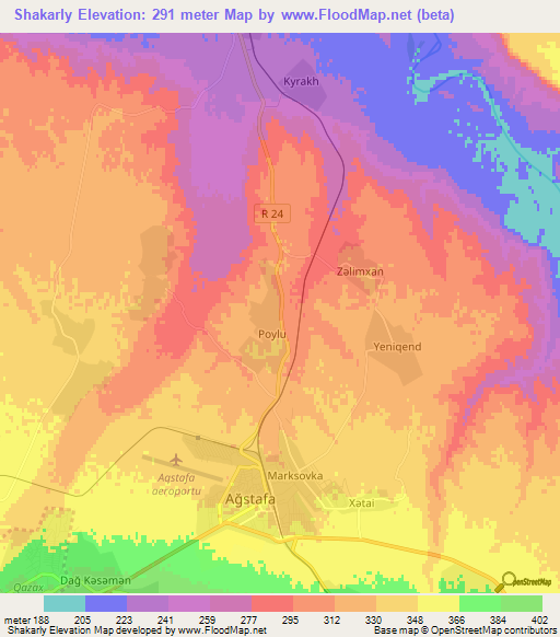 Shakarly,Azerbaijan Elevation Map