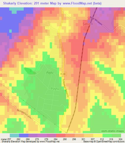 Shakarly,Azerbaijan Elevation Map