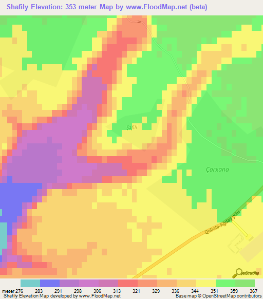 Shafily,Azerbaijan Elevation Map