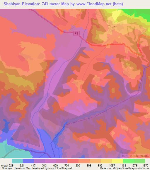 Shabiyan,Azerbaijan Elevation Map