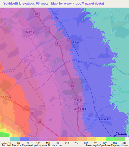 Sokhbetli,Azerbaijan Elevation Map