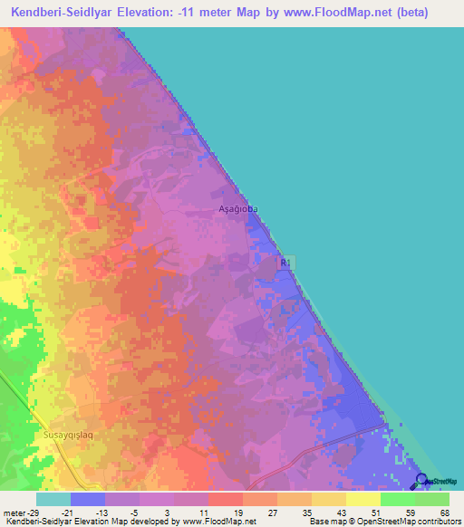 Kendberi-Seidlyar,Azerbaijan Elevation Map