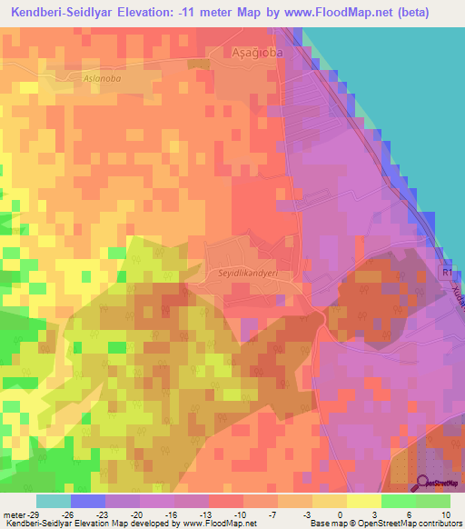 Kendberi-Seidlyar,Azerbaijan Elevation Map