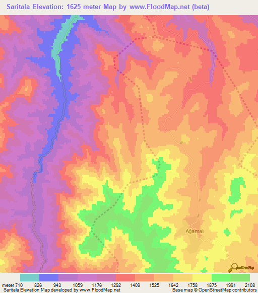 Saritala,Azerbaijan Elevation Map