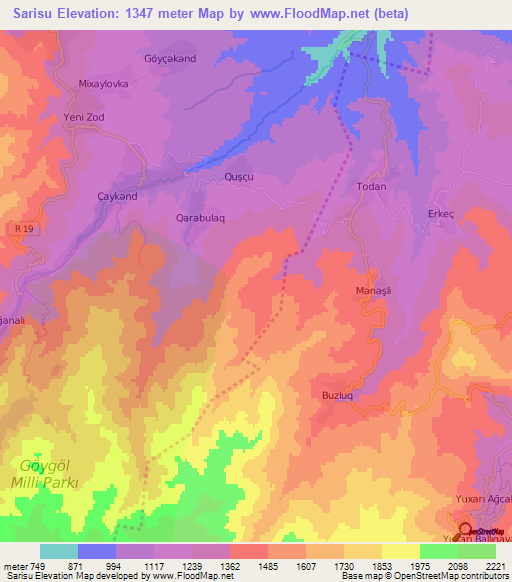 Sarisu,Azerbaijan Elevation Map