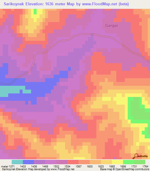 Sarikoynak,Azerbaijan Elevation Map