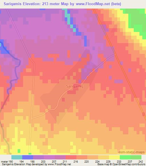 Sariqamis,Azerbaijan Elevation Map