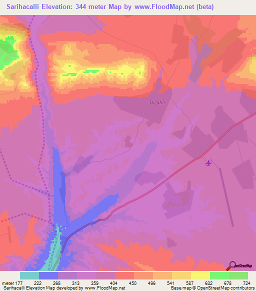 Sarihacalli,Azerbaijan Elevation Map